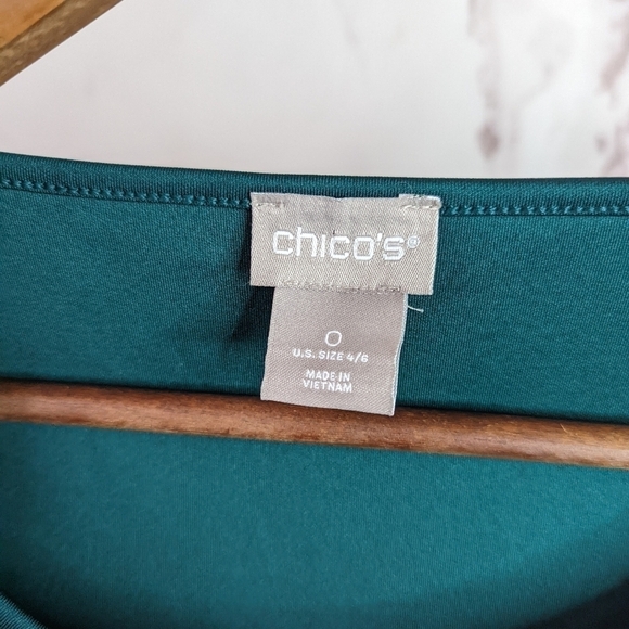 Chicos Leopard Print Dress Green Tank Size 0 Small 4 High Low Hem Animal Midi - Picture 4 of 14